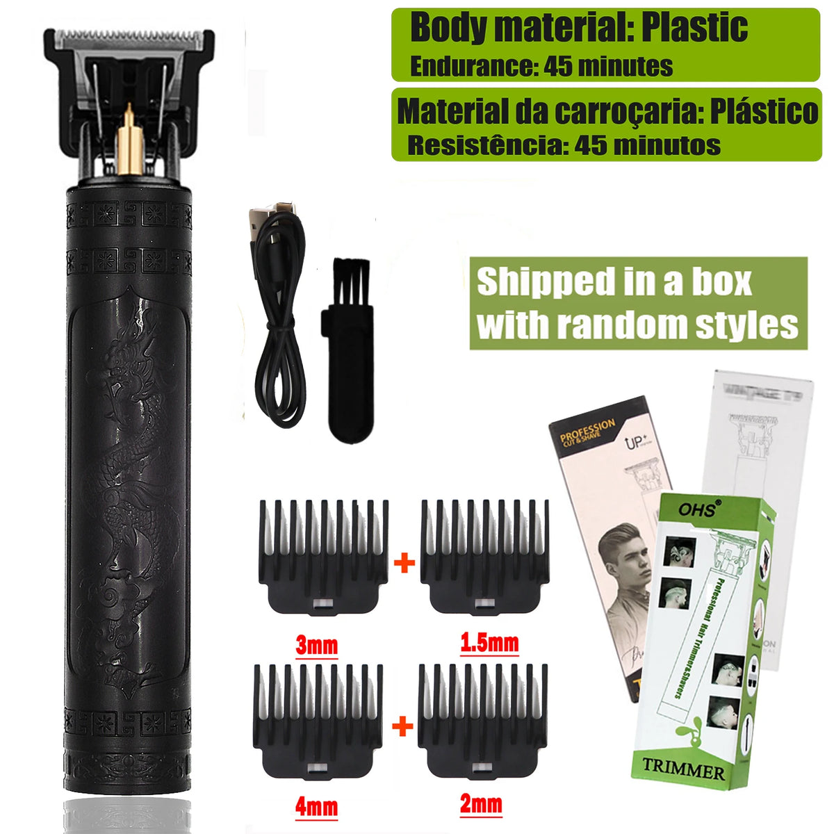 Tondeuse à cheveux T9 pour hommes, rasoir électrique de 0 mm, pour la réparation de la barbe et des poils du corps