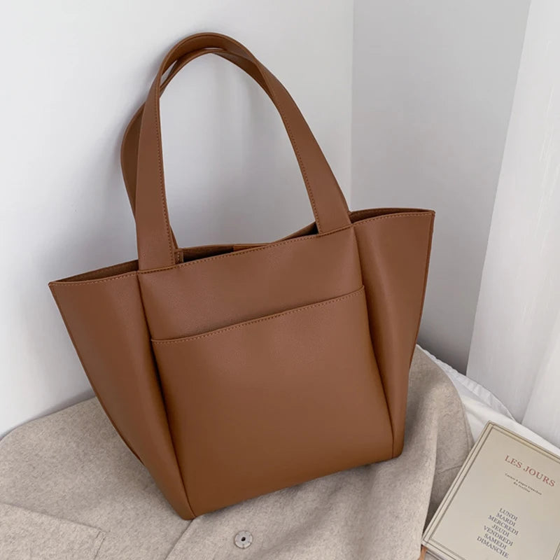 Sac à main en cuir PU de haute qualité pour femme, grande capacité, à bandoulière, fourre-tout rétro