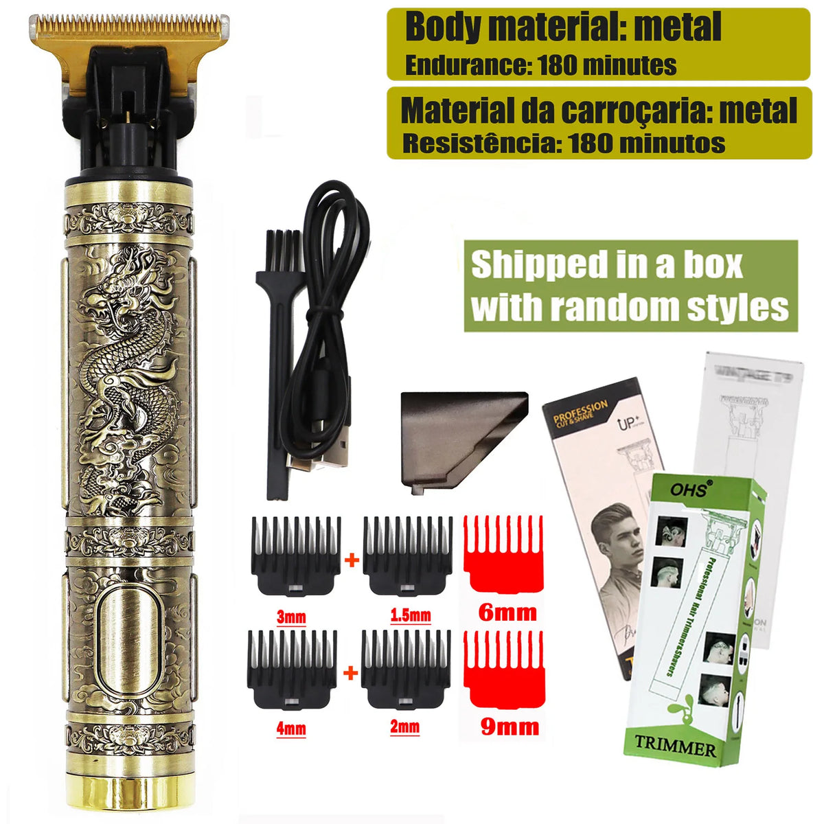 Tondeuse à cheveux T9 pour hommes, rasoir électrique de 0 mm, pour la réparation de la barbe et des poils du corps