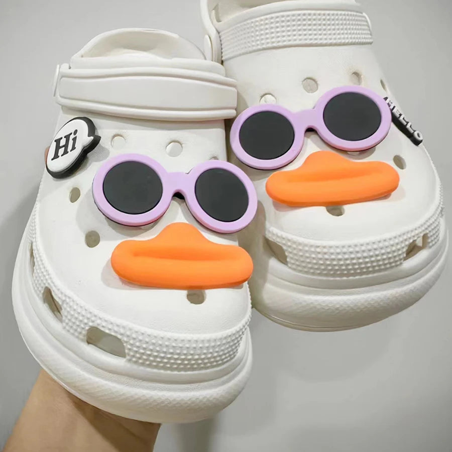 6Pcs Set Funny Face PVC Sausage Mouth Charms for Clogs Summer Sandals Buckle DIY Gift Shoes Accessories Cartoon Cute