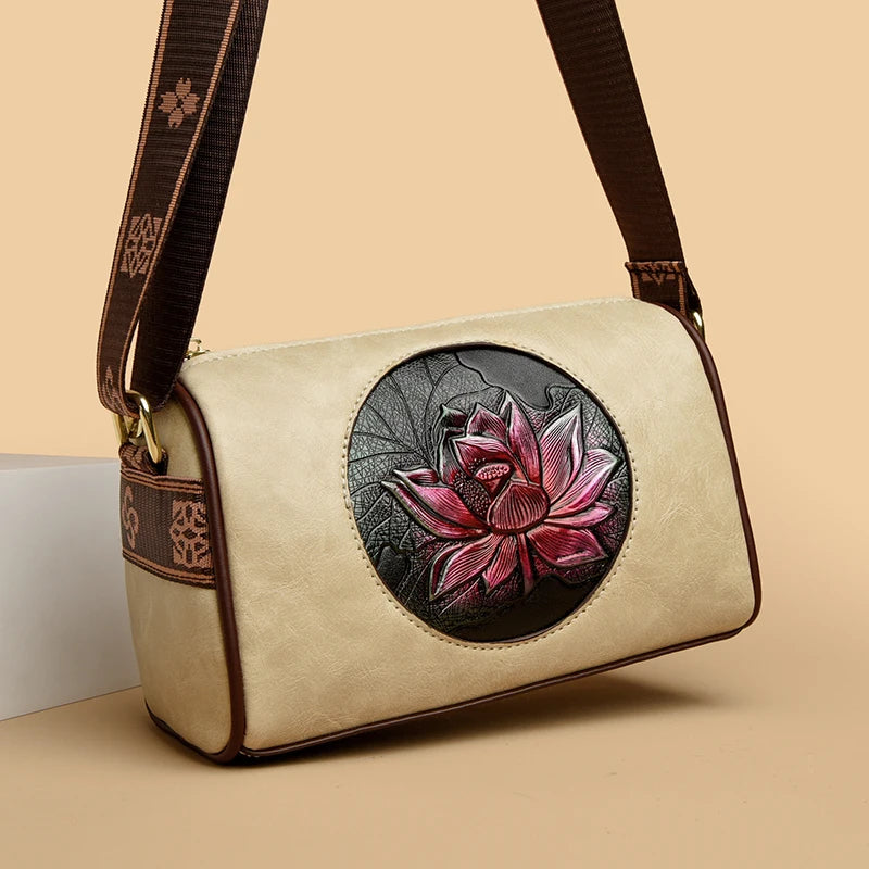 Casual Women Handbag Soft Leather Shoulder Crossbody Bags for Women New Fashion Print Ladies Messenger Tote Bag Sac A Main