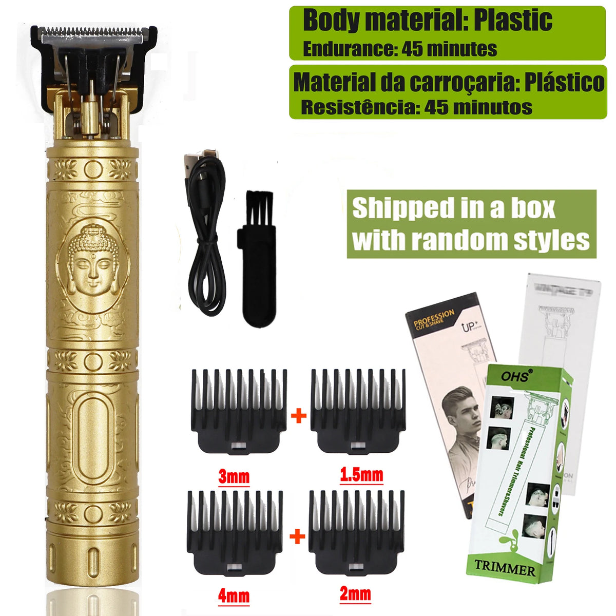 Tondeuse à cheveux T9 pour hommes, rasoir électrique de 0 mm, pour la réparation de la barbe et des poils du corps