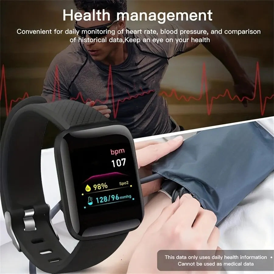 Montre connectée multifonction pour hommes, femmes et enfants, rappel de messages, contrôle de la musique, sport, pas, calories, D13, réveil, 116Plus
