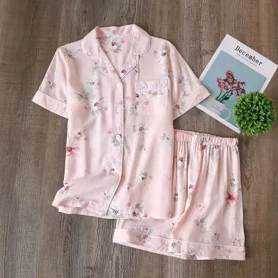 Pyjama d'été pour femme, nouvelle collection, section fine, short à manches courtes, grand imprimé floral, service à domicile, pyjama pour femme
