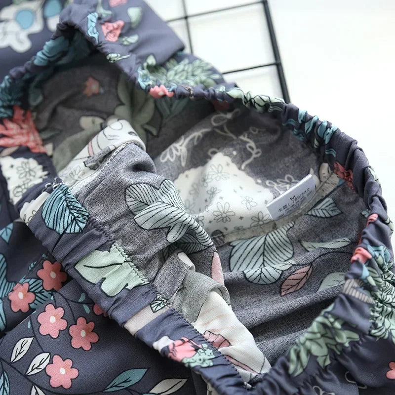 Pyjama d'été pour femme, nouvelle collection, section fine, short à manches courtes, grand imprimé floral, service à domicile, pyjama pour femme