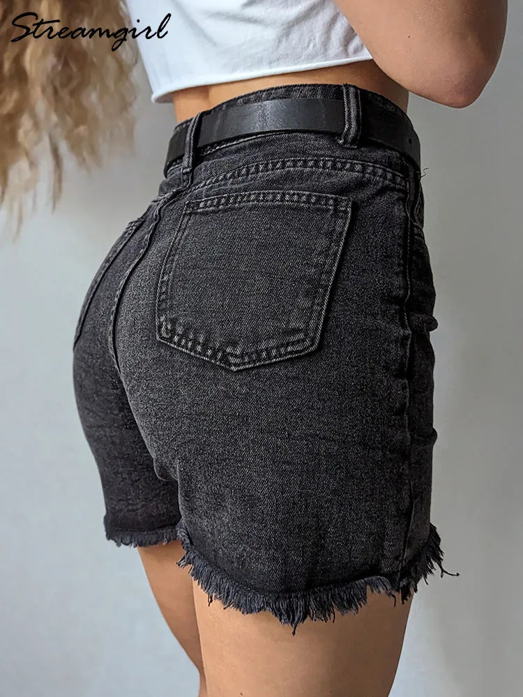 Streamgirl Blue Women's Denim Shorts Summer High Waist Casual Chic Loose Jean Shorts For Women Summer 2024 Denim Short Femme