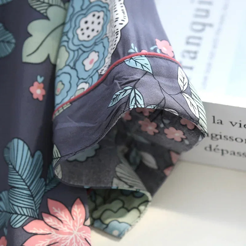 Pyjama d'été pour femme, nouvelle collection, section fine, short à manches courtes, grand imprimé floral, service à domicile, pyjama pour femme