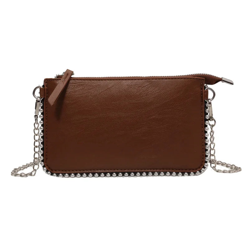 Sacs à bandoulière de couleur unie pour femmes, porte-monnaie à chaîne pour téléphone portable, sac messager à bandoulière tendance