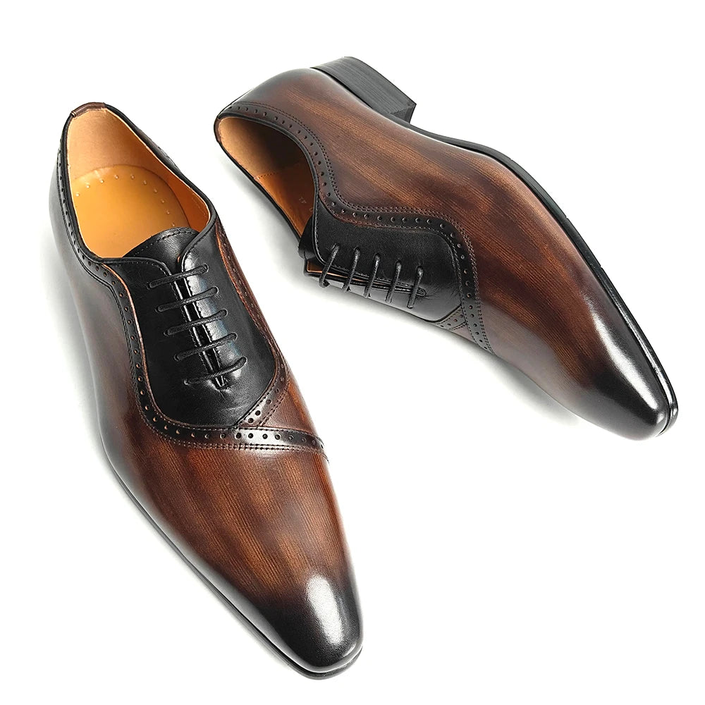 Luxury Men's Dress Shoes Higher Quality Oxford Leather Shoe Lace-Up Casual Business Shoes Fashion Carved Wedding Party Office