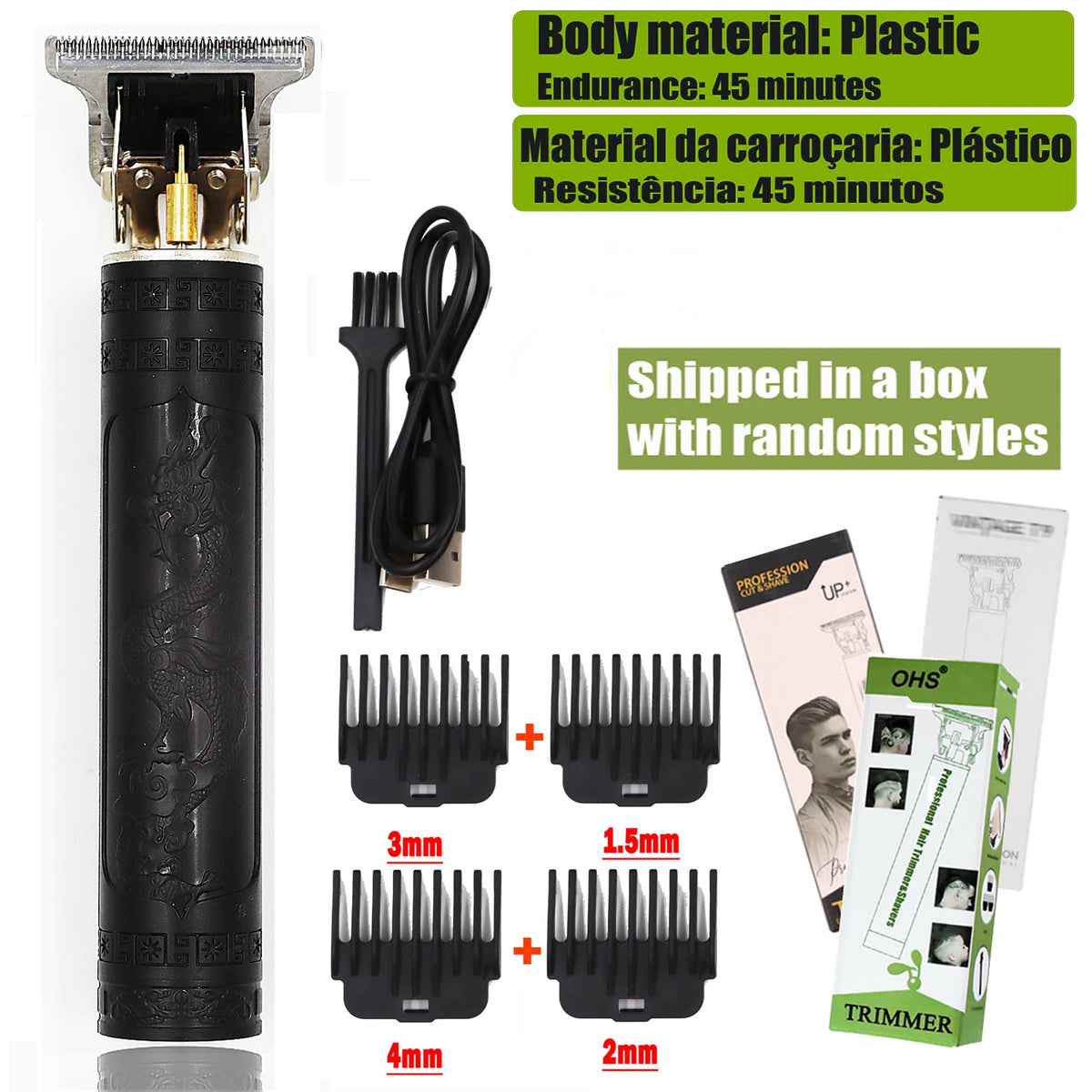 Tondeuse à cheveux T9 pour hommes, rasoir électrique de 0 mm, pour la réparation de la barbe et des poils du corps