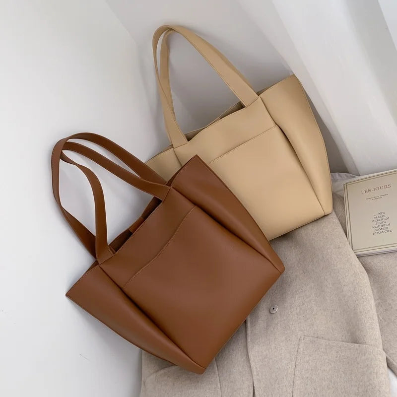 Sac à main en cuir PU de haute qualité pour femme, grande capacité, à bandoulière, fourre-tout rétro