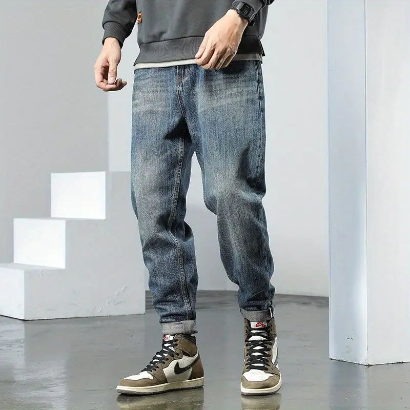 Mode Harajuku 2025 Vêtements de créateur Vintage Jeans pour hommes Printemps Automne Nouveau Cône lâche Droit Grande taille Pantalon papa Pantalon décontracté