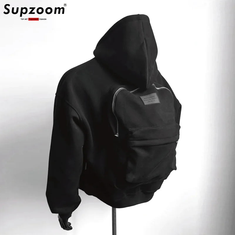 Supzoom Top Fashion Loose Automne et Hiver Nouveauté Style Américain Tendance Sac à Dos Intégré Populaire Décontracté Coton Sweats à Capuche