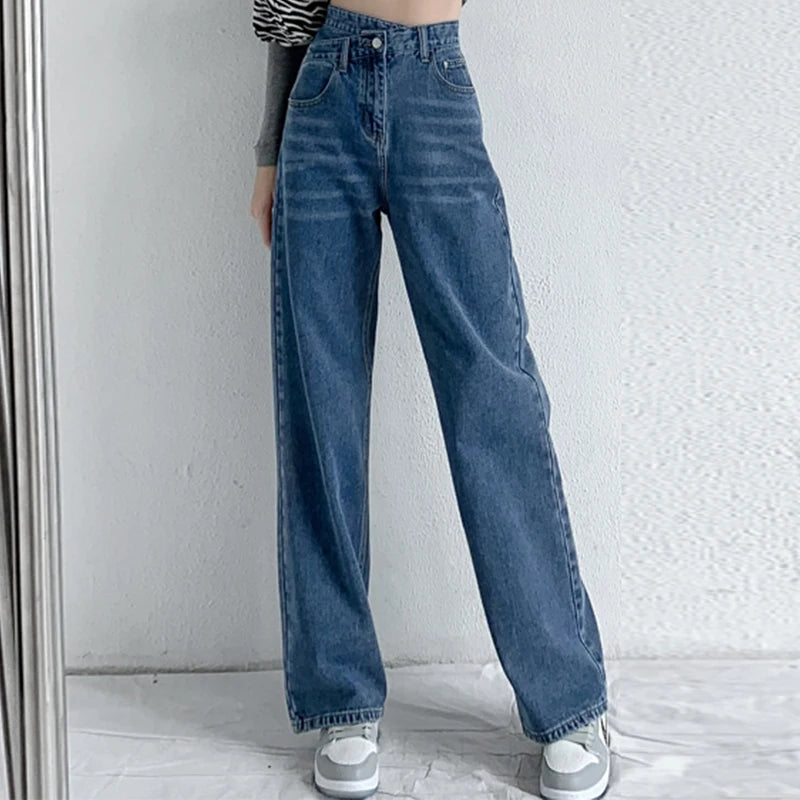 ZOENOVA Jeans Women Wide Leg Pants Mom Femme Black Blue Jeans High Waist Woman Trousers 2023 Clothing Pantalones Spodnie Damskie