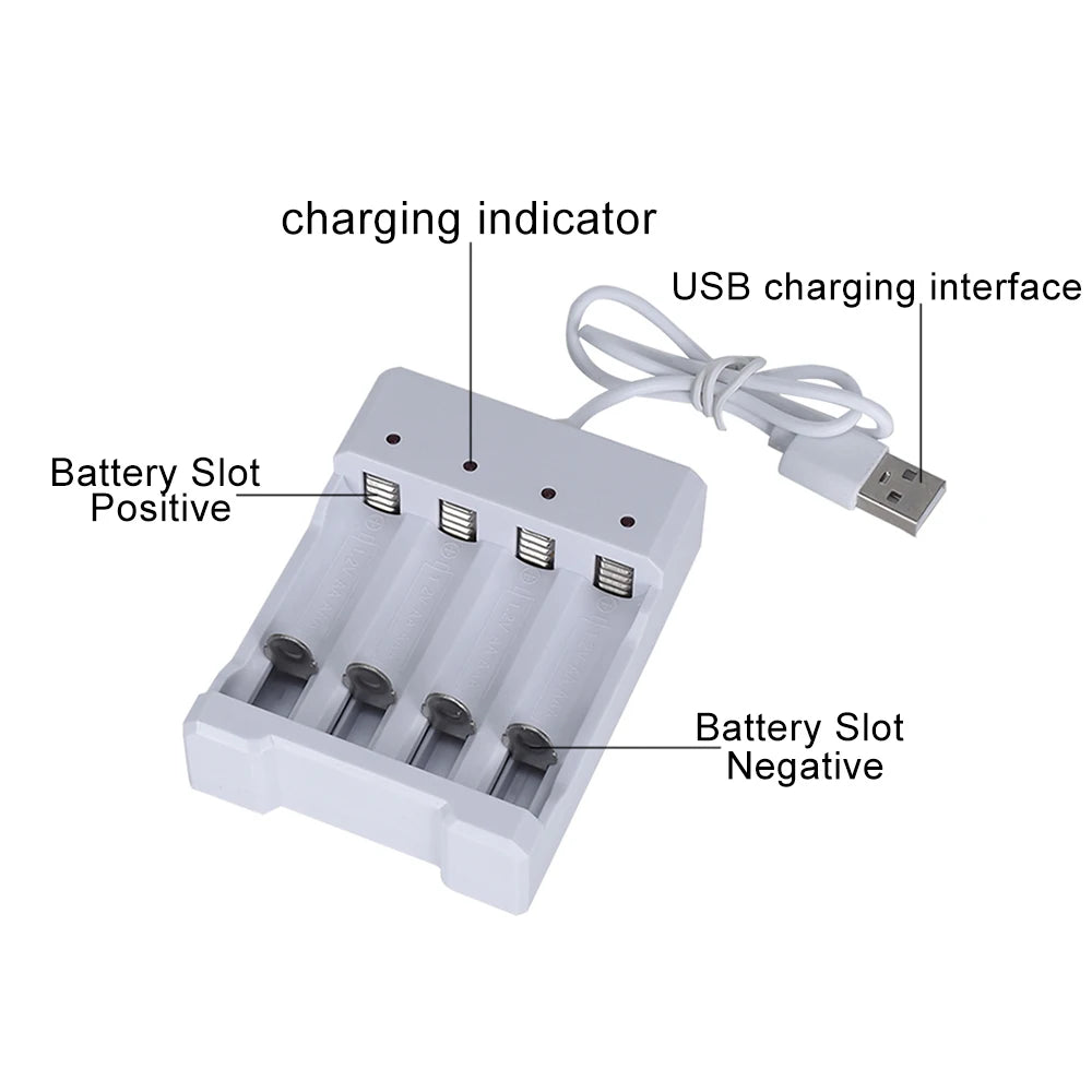 Nouveau chargeur de batterie rechargeable rapide à fente USB 3/4 haute vitesse avec protection contre les courts-circuits, station de batterie rechargeable AAA et AA