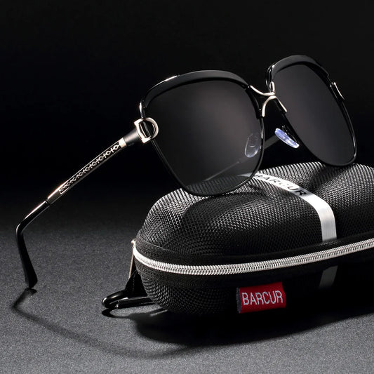 BARCUR Polarized Ladies Sunglasses Women Gradient Lens Round Sun Glasses Square Luxury Brand Oculos Lunette De Soleil Femme