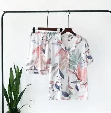 Pyjama d'été pour femme, nouvelle collection, section fine, short à manches courtes, grand imprimé floral, service à domicile, pyjama pour femme