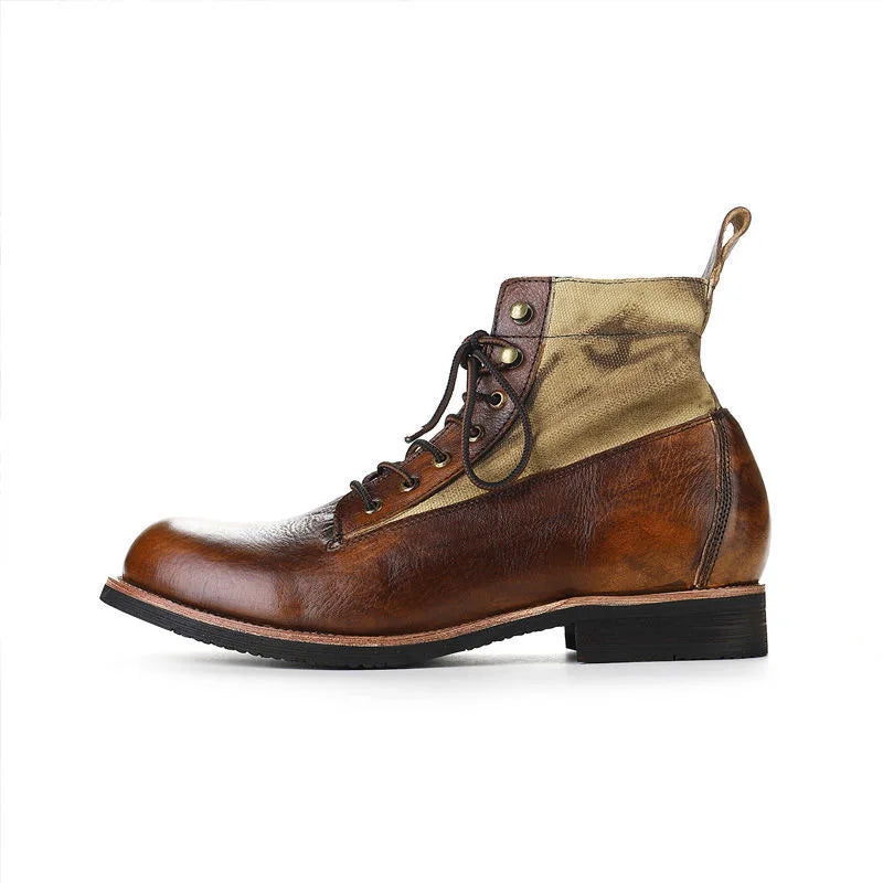 Bottes marron neuves pour hommes, bottes courtes noires faites à la main pour hommes, bottines à bout rond, bottines de moto, bottes de combat