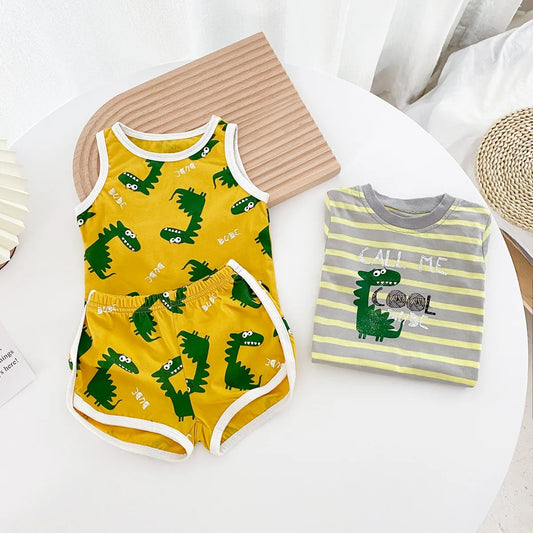 Sanlutoz Ensemble de vêtements d'été pour bébés garçons, haut et short, en coton, motif animal mignon, 2 pièces
