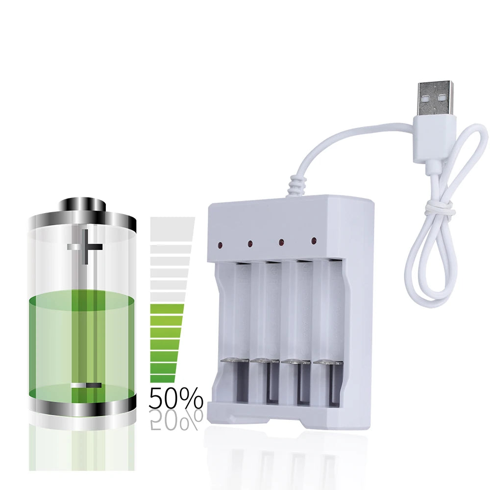Nouveau chargeur de batterie rechargeable rapide à fente USB 3/4 haute vitesse avec protection contre les courts-circuits, station de batterie rechargeable AAA et AA