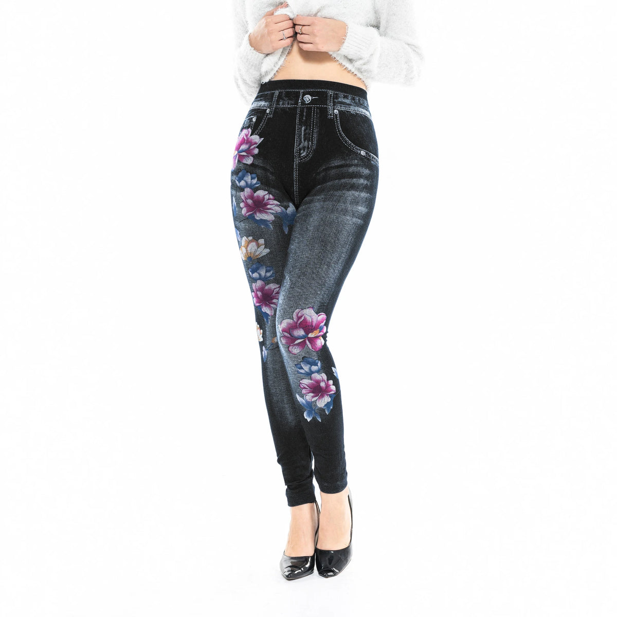 Seamless Leggings Women Print Jeggings Cotton 2022 Sexy Girl Knitted High Waist Faux Jeans Denim Femme Pantalon Fitness Leggings