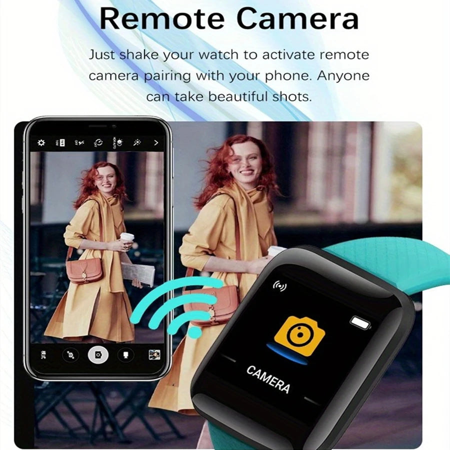 Montre connectée multifonction pour hommes, femmes et enfants, rappel de messages, contrôle de la musique, sport, pas, calories, D13, réveil, 116Plus